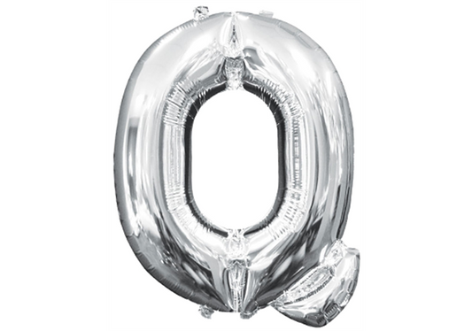 Mini-Buchstabenfolienballon - Q - in SILBER 35 cm