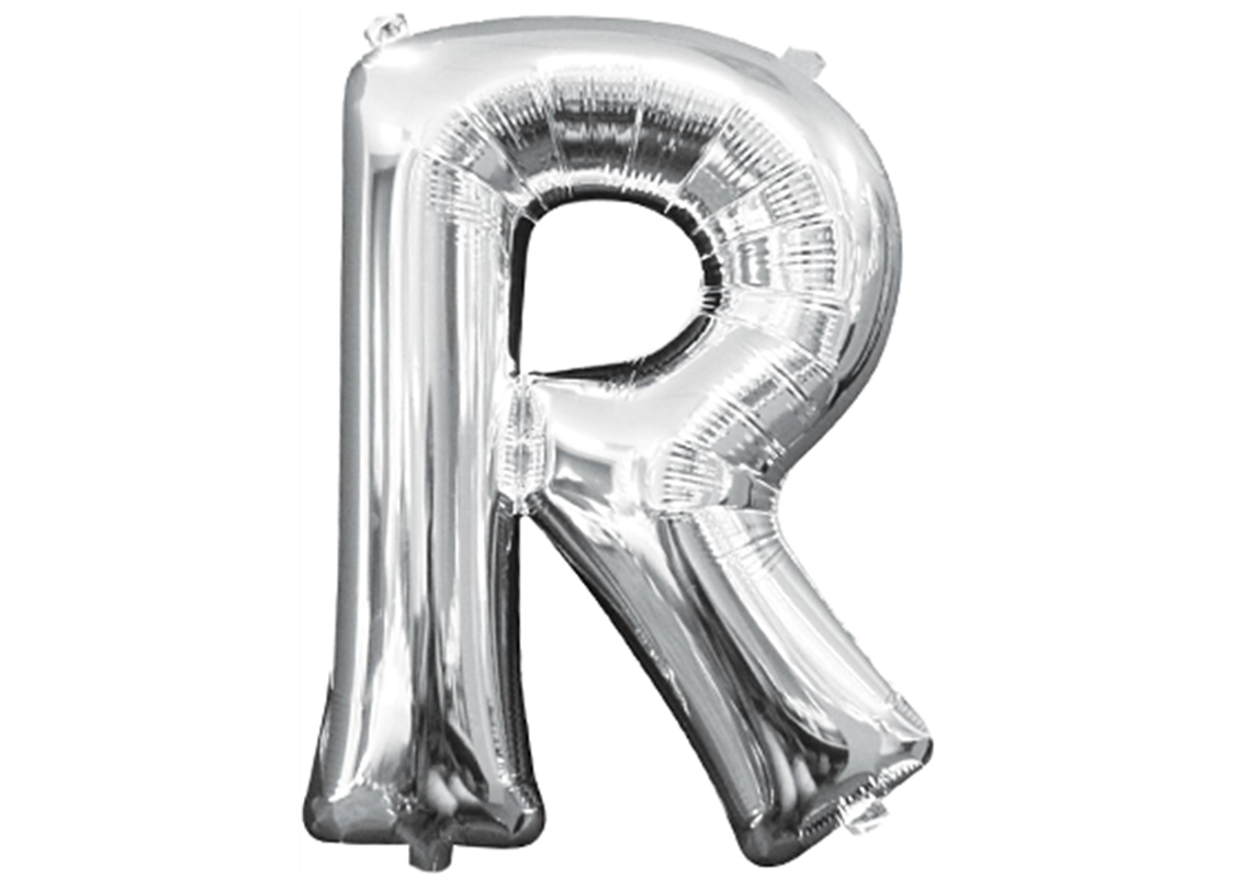 Mini-Buchstabenfolienballon - R - in SILBER 35 cm