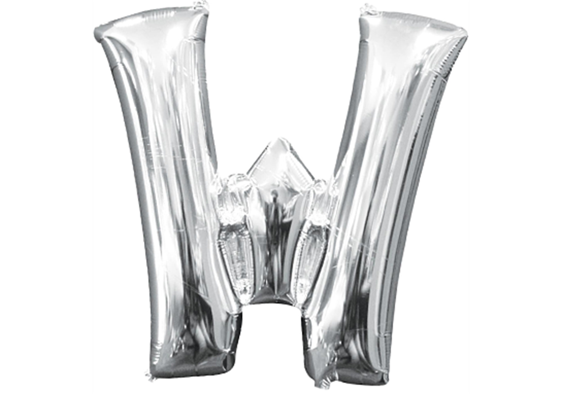 Mini-Buchstabenfolienballon - W - in SILBER 35 cm