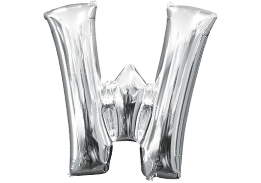Mini-Buchstabenfolienballon - W - in SILBER 35 cm