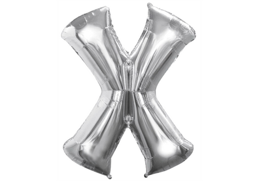 Mini-Buchstabenfolienballon - X - in SILBER 35 cm