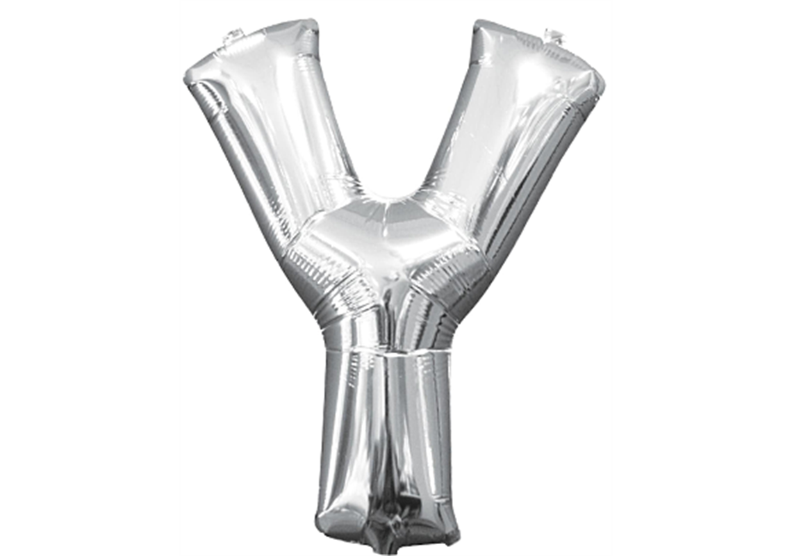 Mini-Buchstabenfolienballon - Y - in SILBER 35 cm
