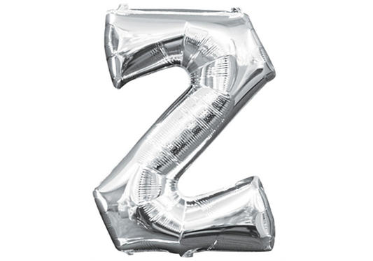 Mini-Buchstabenfolienballon - Z - in SILBER 35 cm