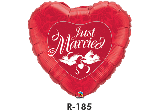 Folienballon Hochzeit / Just Married Herz Rot Ø 80cm
