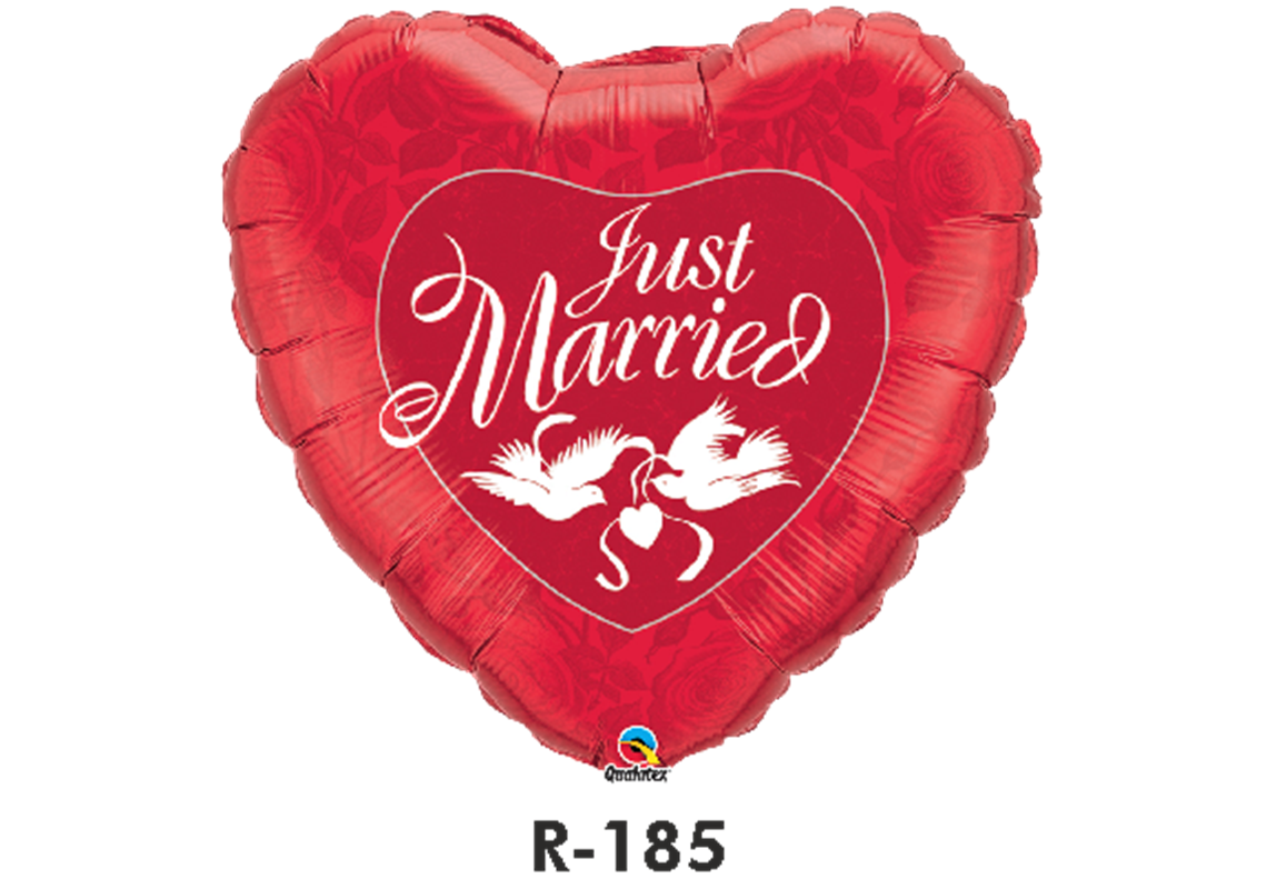 Folienballon Hochzeit / Just Married Herz Rot Ø 80cm