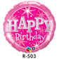 Folienballon Geburtstag / Happy Birthday Glanz Pink Ø 80 cm