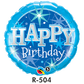 Folienballon Geburtstag / Happy Birthday Glanz Blau Ø 80 cm