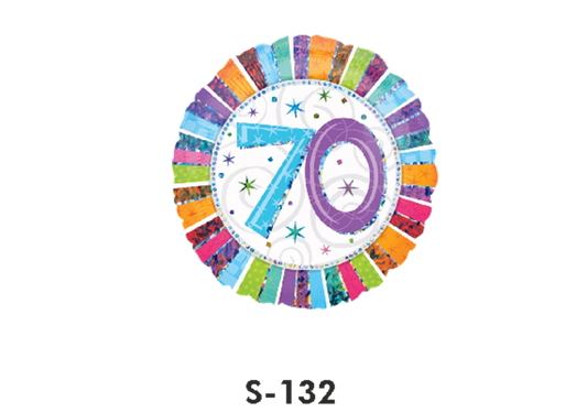 Folienballon Geburtstag / Happy Birthday Zahl - 70 - Bunt Ø 38 cm