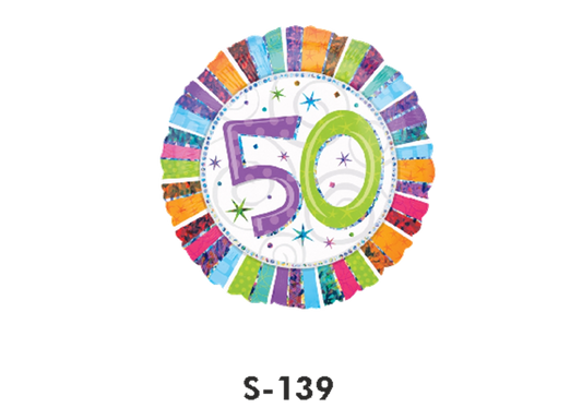 Folienballon Geburtstag / Happy Birthday Zahl - 50 - Bunt Ø 38 cm