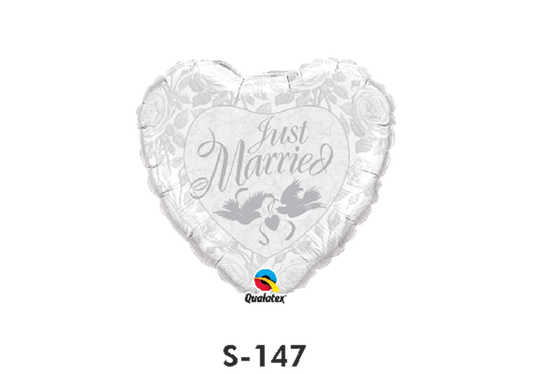 Folienballon Hochzeit / Just Married Weiss Ø 38 cm