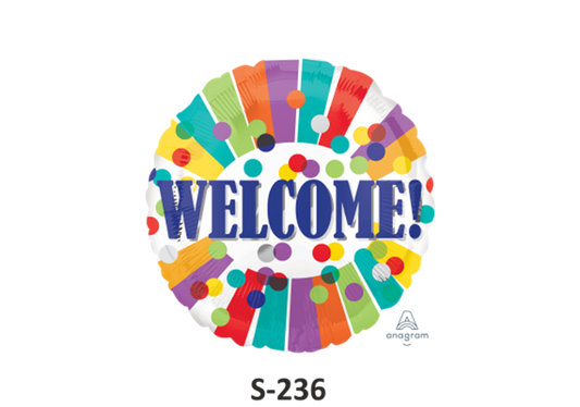 Folienballons ⌀ 38 cm WELCOME Konfetti weiss bunte