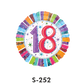 Folienballon Geburtstag / Happy Birthday Zahl - 18 - Bunt Ø 38 cm