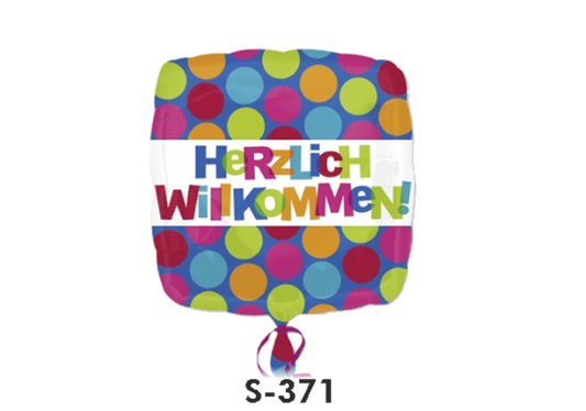 Folienballons Herzlich Willkommen quadratisch ⌀ 38 cm
