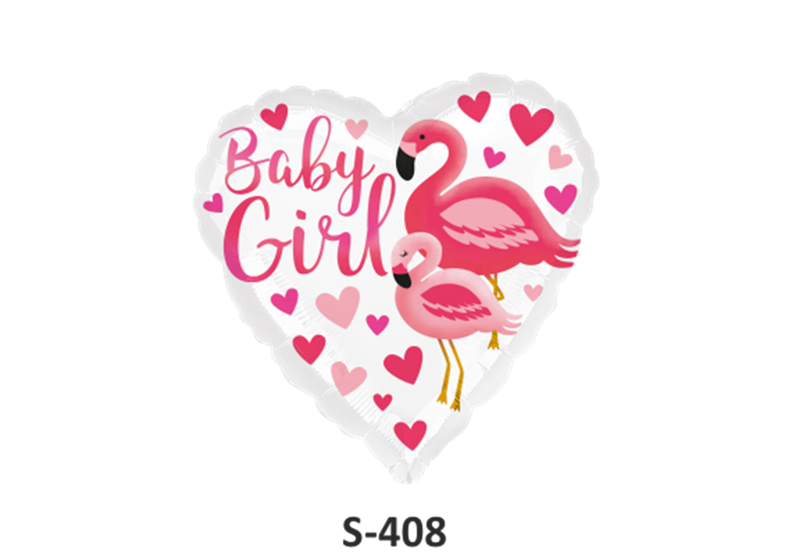 Geburt Folienballon Flamingo Baby Girl Ø 38 cm rosa