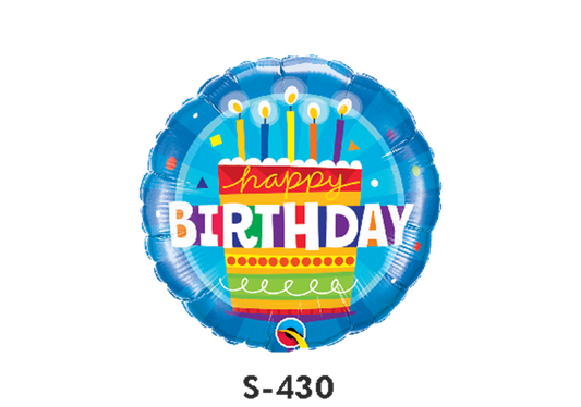 Folienballon Geburtstag / Happy Birthday Torte mit Kerzen Blau ⌀ 38 cm