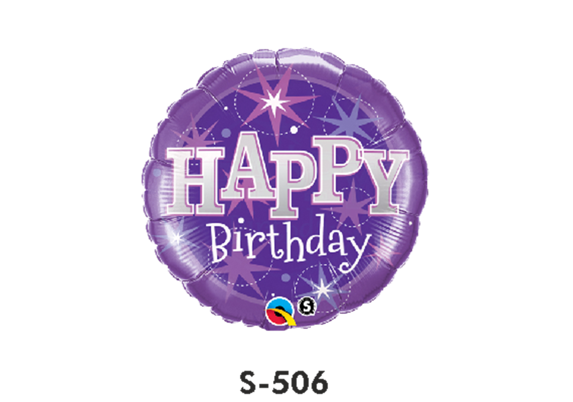 Folienballon Geburtstag / Happy Birthday Glanz Violett Ø 38 cm