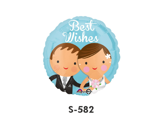 Folienballon Hochzeit / Brautpaar Best Wishes Ø 38 cm