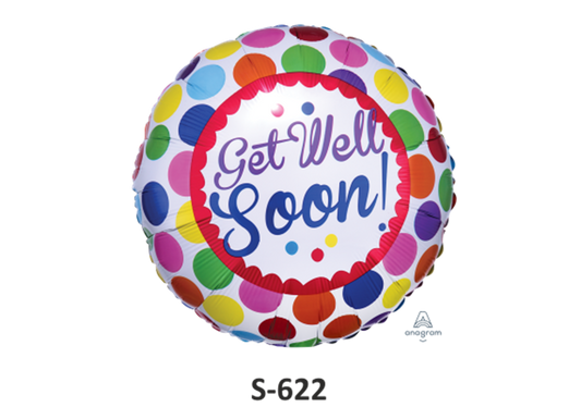 Folienballons Get Well Soon Punkte Bunt ⌀ 38 cm