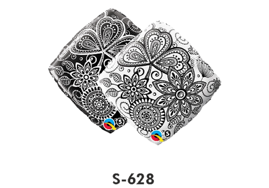 Folienballons Damastmuster quadratisch Schwarz & Weiss ⌀ 38 cm