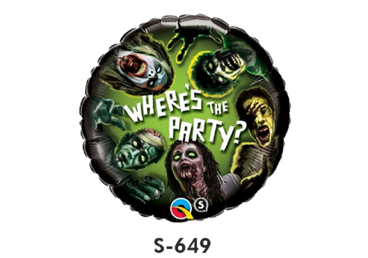 Folienballons Halloween Zombies Where's The Party ⌀ 38 cm