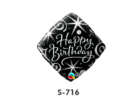 Folienballon Geburtstag / Happy Birthday Schwarz quadratisch Ø 38 cm
