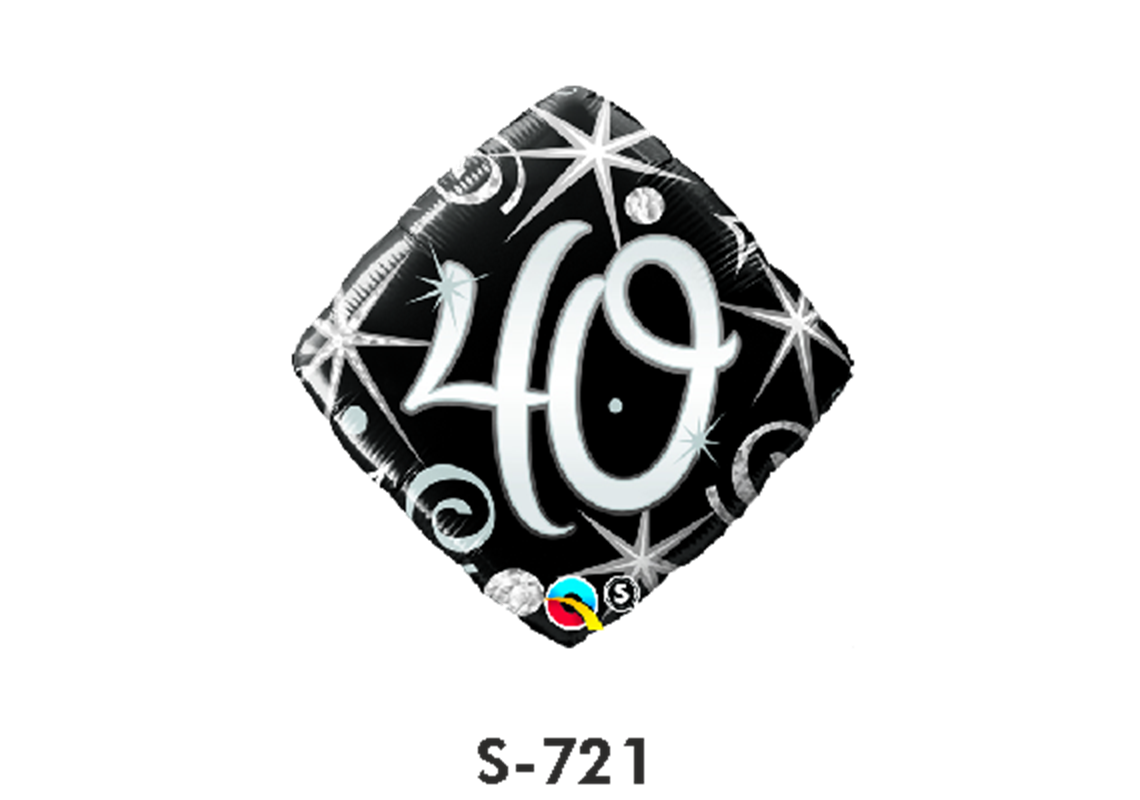 Folienballon Geburtstag / Happy Birthday Zahl - 40 - Schwarz quadratisch Ø 38 cm