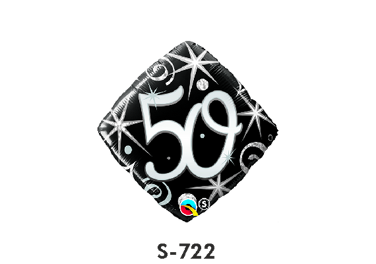 Folienballon Geburtstag / Happy Birthday Zahl - 50 - Schwarz quadratisch Ø 38 cm