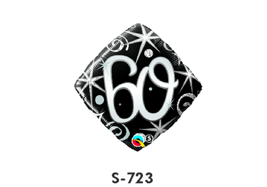 Folienballon Geburtstag / Happy Birthday Zahl - 60 - Schwarz quadratisch Ø 38 cm