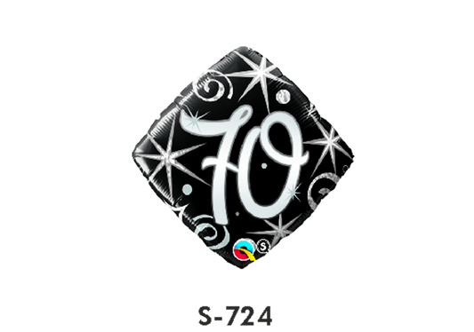 Folienballon Geburtstag / Happy Birthday Zahl - 70 - Schwarz quadratisch Ø 38 cm