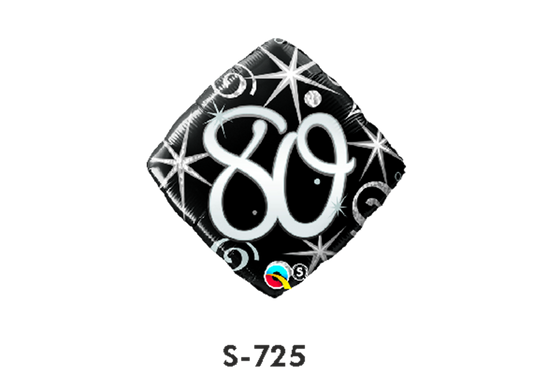 Folienballon Geburtstag / Happy Birthday Zahl - 80 - Schwarz quadratisch Ø 38 cm