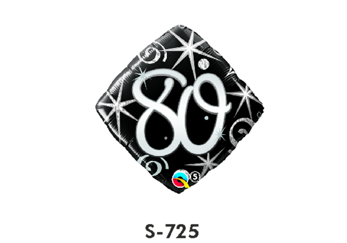 Folienballon Geburtstag / Happy Birthday Zahl - 80 - Schwarz quadratisch Ø 38 cm