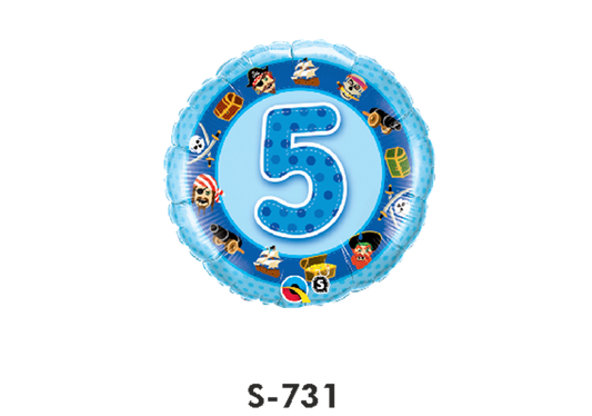 Folienballon Geburtstag / Happy Birthday Zahl - 5 - Blau Ø 38 cm