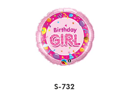 Folienballon Geburtstag / Birthday Girl Rosa Ø 38 cm