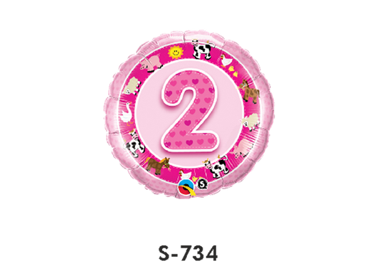 Folienballon Geburtstag / Happy Birthday Zahl - 2 - Rosa Ø 38 cm