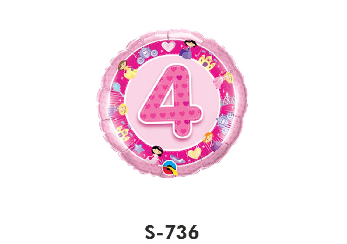 Folienballon Geburtstag / Happy Birthday Zahl - 4 - Rosa Ø 38 cm