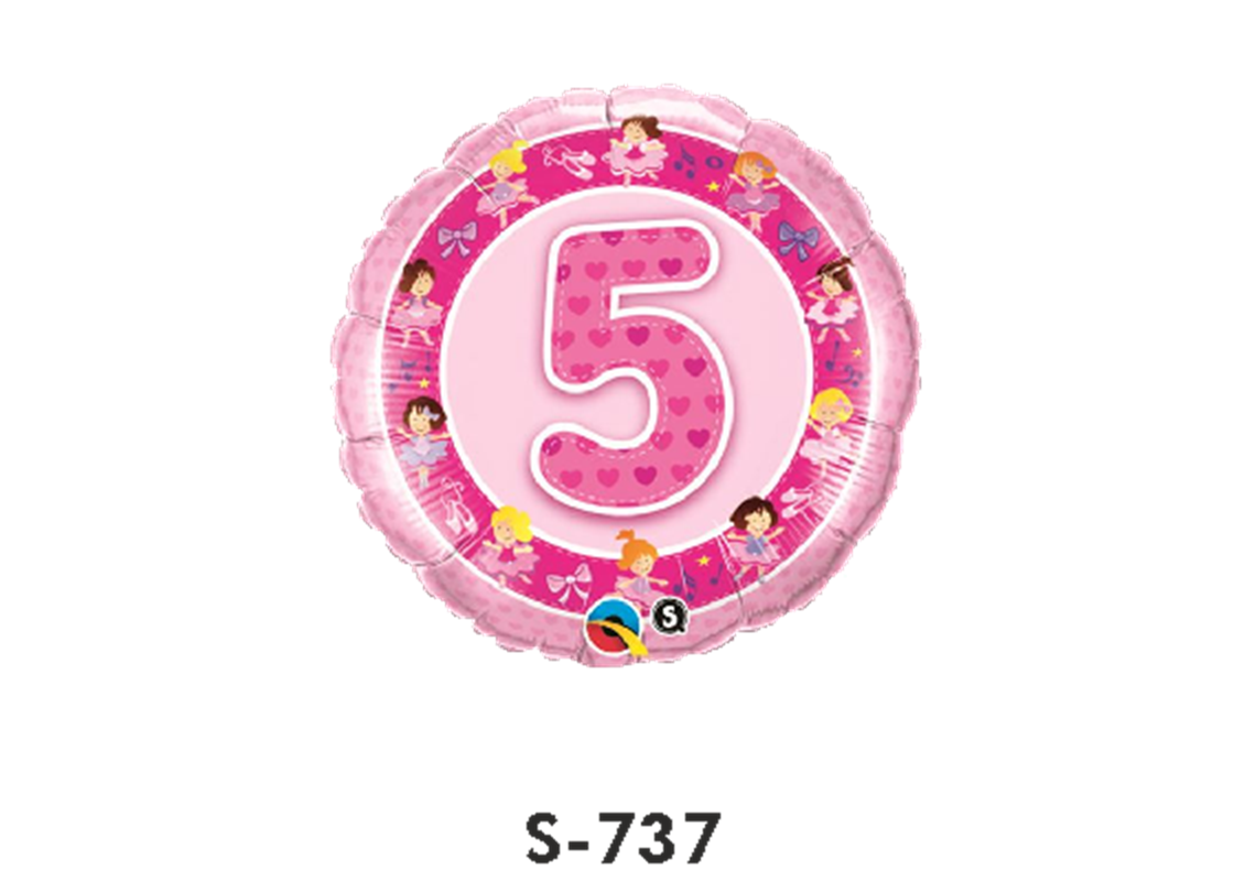 Folienballon Geburtstag / Happy Birthday Zahl - 5 - Rosa Ø 38 cm