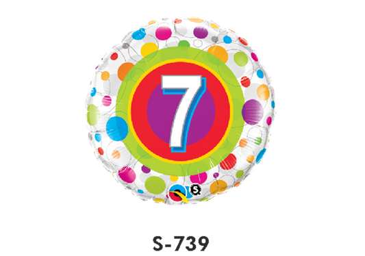 Folienballon Geburtstag / Happy Birthday Zahl - 7 - Bunte Punkte Ø 38 cm
