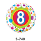 Folienballon Geburtstag / Happy Birthday Zahl - 8 - Bunte Punkte Ø 38 cm