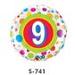 Folienballon Geburtstag / Happy Birthday Zahl - 9 - Bunte Punkte Ø 38 cm