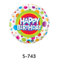 Folienballon Geburtstag / Happy Birthday Bunte Punkte Ø 38 cm