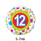 Folienballon Geburtstag / Happy Birthday Zahl - 12 - Bunte Punkte Ø 38 cm