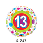 Folienballon Geburtstag / Happy Birthday Zahl - 13 - Bunte Punkte Ø 38 cm