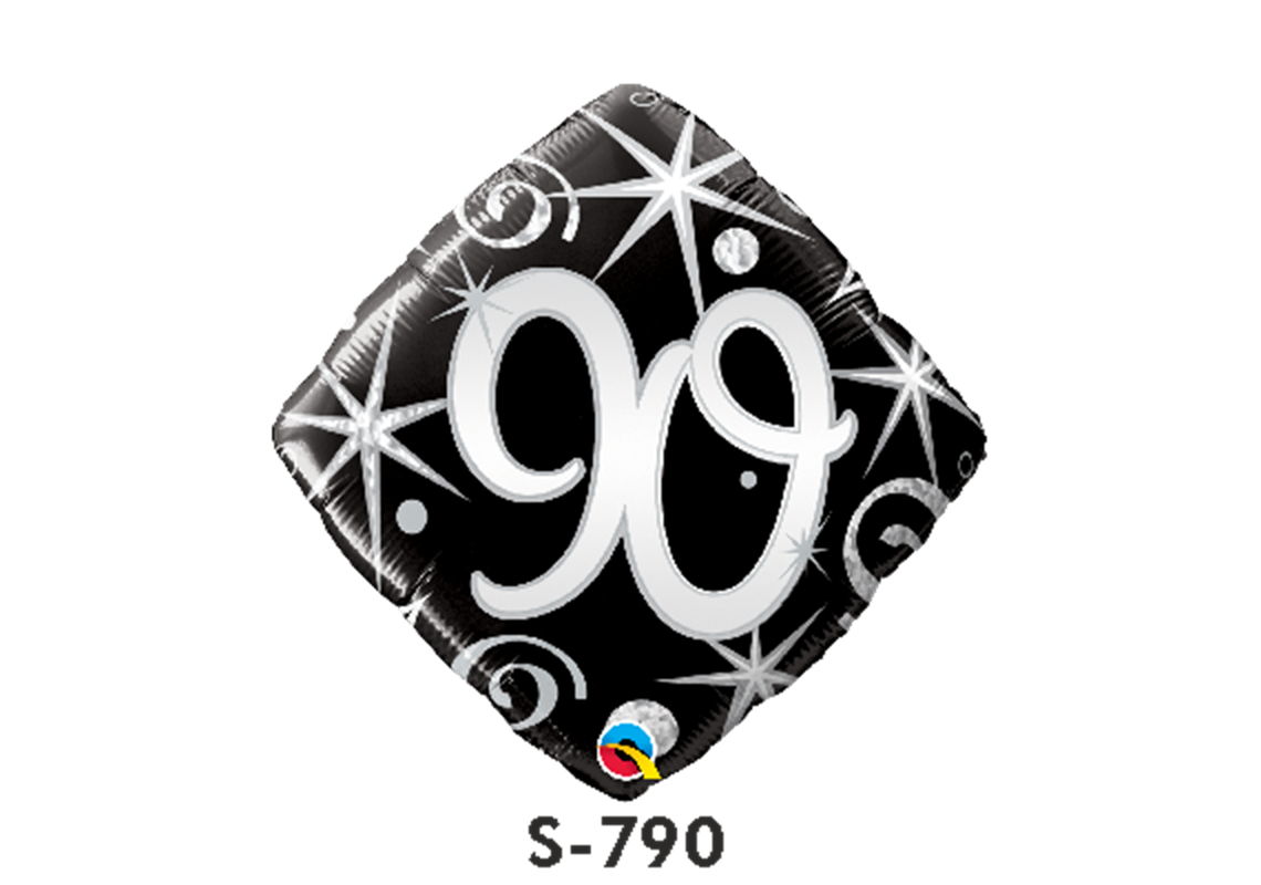 Folienballon Geburtstag / Happy Birthday Zahl - 90 - Schwarz quadratisch Ø 38 cm
