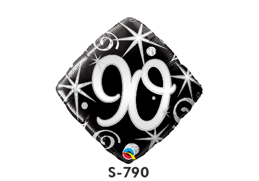 Folienballon Geburtstag / Happy Birthday Zahl - 90 - Schwarz quadratisch Ø 38 cm