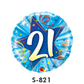 Folienballon Geburtstag / Happy Birthday Zahl - 21 - Luftschlangen Blau Ø 38 cm