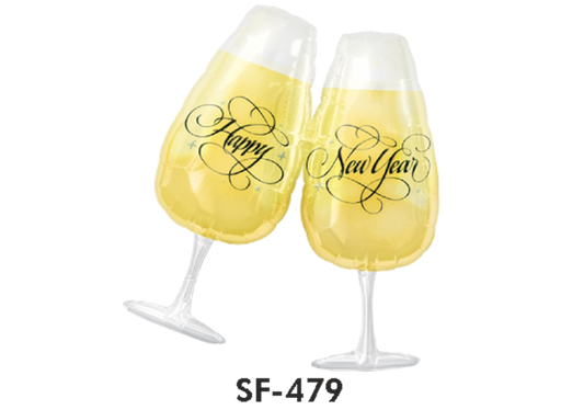 Folienfigur Happy New Year Sektgläser 76 cm