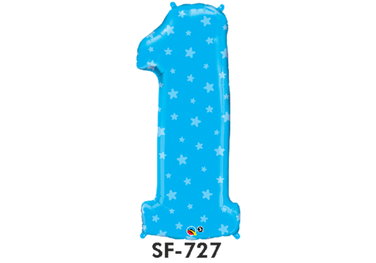 Folienfigur Nummer 1 Hellblau 86 cm