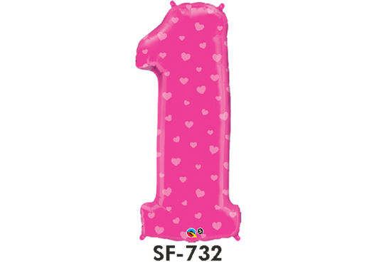 Folienfigur Nummer 1 Rosa 86 cm