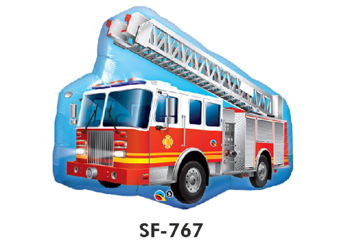 Folienfigur Feuerwehrauto 91 cm