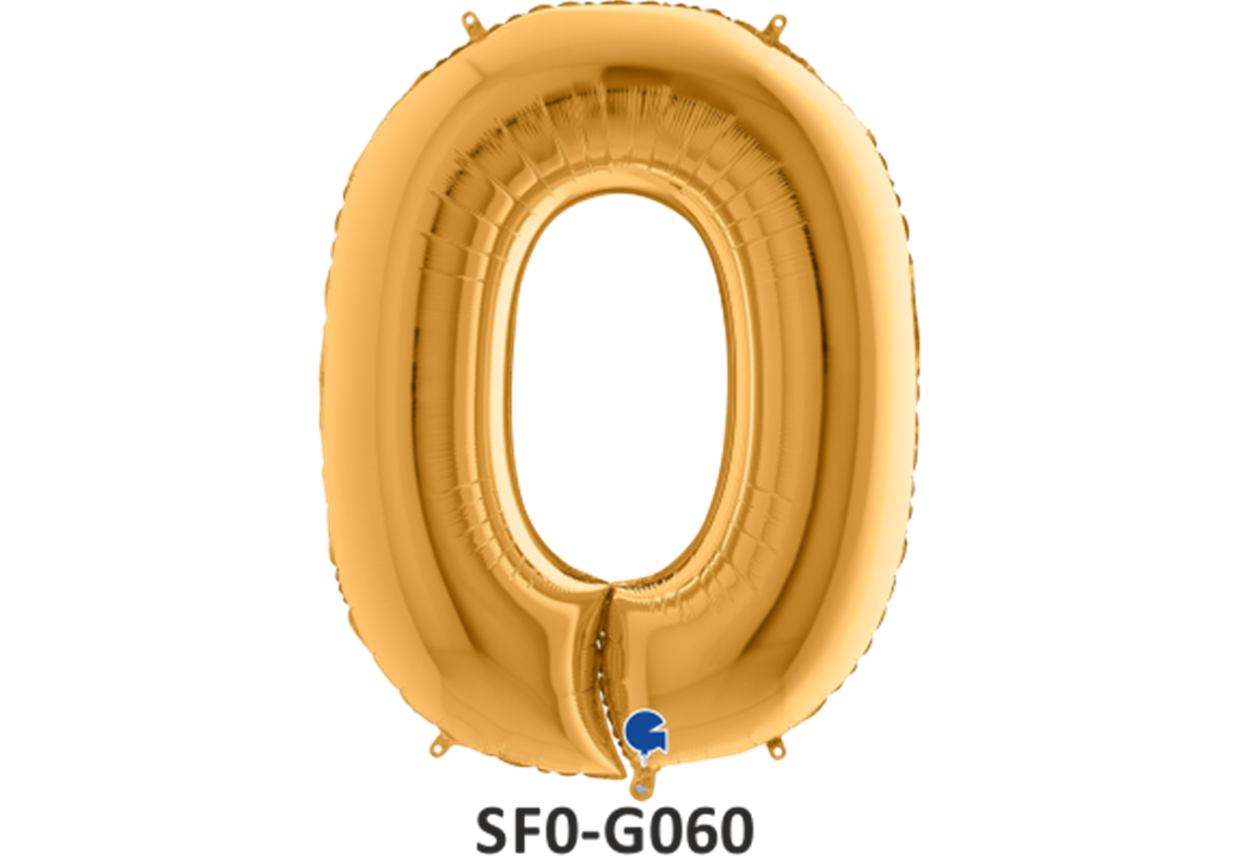 Zahlenfoleinballon - Zahl 0 (null) - in GOLD 80 cm